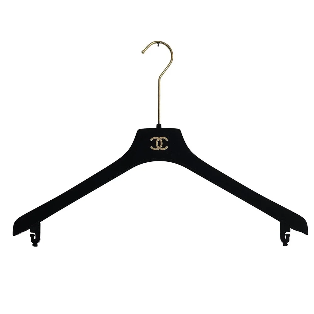 CHANEL Authentic Garment Bag & Velvet Gold CC Hanger Black Logo Suit Cover EUC